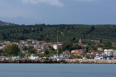Kyllini, Yunanistan - 28 Mayıs 2015: Panoramik şehir Kyllini, Peloponnese, Batı Yunanistan 