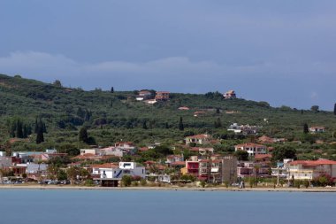 Kyllini, Yunanistan - 28 Mayıs 2015: Panoramik şehir Kyllini, Peloponnese, Batı Yunanistan 