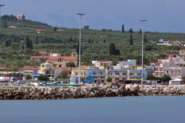 Kyllini, Yunanistan - 28 Mayıs 2015: Panoramik şehir Kyllini, Peloponnese, Batı Yunanistan 