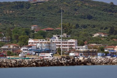 Kyllini, Yunanistan - 28 Mayıs 2015: Panoramik şehir Kyllini, Peloponnese, Batı Yunanistan 