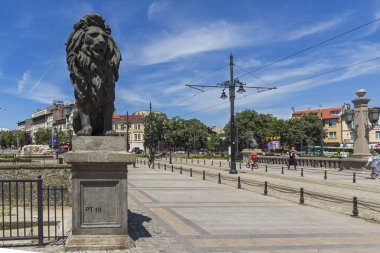 Sofia, Bulgaristan - 31 Mayıs 2018: Aslan Panorama köprüden Vladaya nehir, Sofia, Bulgaristan
