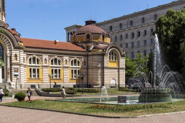 Sofia, Bulgaristan - 31 Mayıs 2018: Merkezi Mineral Bath - Tarih Müzesi, Sofia, Bulgaristan