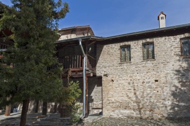 Bachkovo Manastırı, Bulgaristan - 4 Şubat 2019: Ortaçağ Bachkovo Manastırı Dormition Tanrı, Bulgaristan annenin binalarda