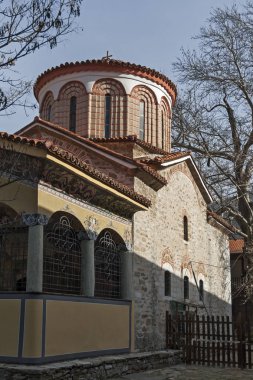 Bachkovo Manastırı, Bulgaristan - 4 Şubat 2019: Ortaçağ Bachkovo Manastırı Dormition Tanrı, Bulgaristan annenin binalarda
