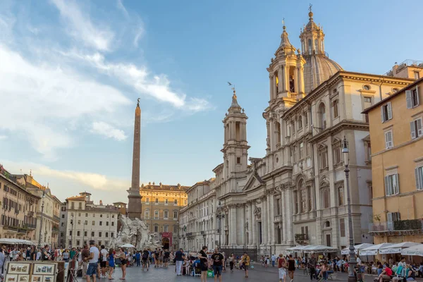 Rom Italien Juni 2017 Fantastisk Solnedgång Utsikt Över Piazza Navona — Stockfoto