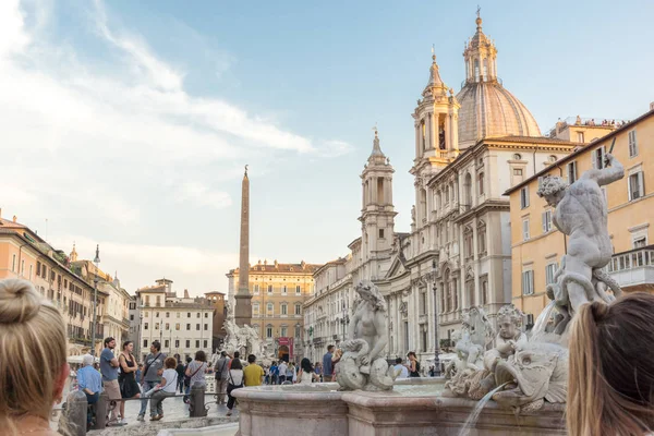 Rom Italien Juni 2017 Fantastisk Solnedgång Utsikt Över Piazza Navona — Stockfoto