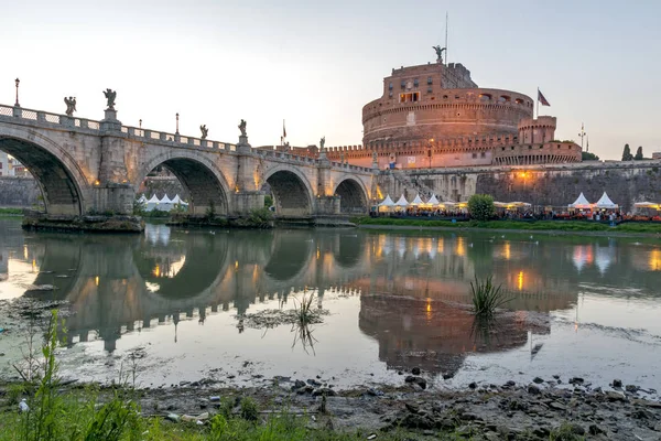 Rom Italien Juni 2017 Untergangsaufnahme Der Angelobrücke Und Burg Angelo — Stockfoto