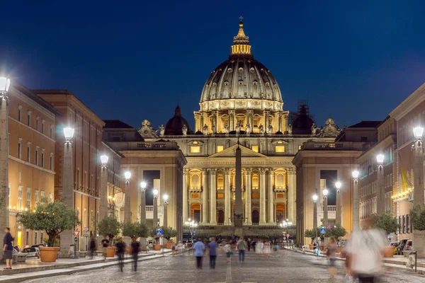 Roma Italia Junio 2017 Increíble Foto Nocturna Del Vaticano Basílica — Foto de Stock