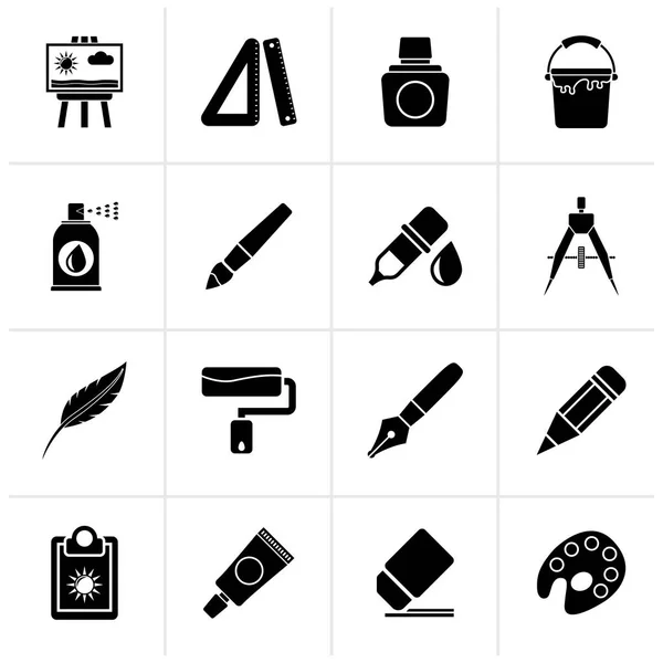 Schwarze Kunst Und Malerikonen Vektor Icon Set — Stockvektor