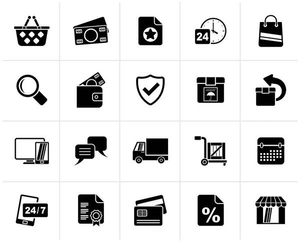 Black Commerce Shop Icons Vector Icon Set — Stock Vector