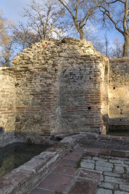 Gün batımı görünümü antik termal banyoları, Diocletianopolis, Hisarya kasaba, Plovdiv Bölge, Bulgaristan