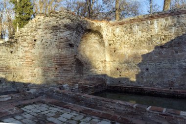 Gün batımı görünümü antik termal banyoları, Diocletianopolis, Hisarya kasaba, Plovdiv Bölge, Bulgaristan