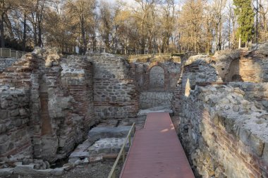 Gün batımı görünümü antik termal banyoları, Diocletianopolis, Hisarya kasaba, Plovdiv Bölge, Bulgaristan