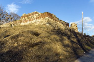 Antik Roma şehri Diocletianopolis, Hisarya kasaba, Plovdiv bölge, Bulgaristan sur kalıntıları gün batımı görünümü