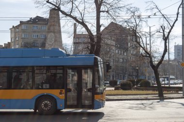 Sofia, Bulgaristan - 21 Şubat 2019: Rus Anıtı Sofya şehir merkezinde