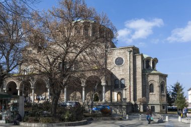 Sofia, Bulgaristan - 21 Şubat 2019: Katedral kilise St. Nedelya Sofya, Bulgaristan