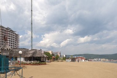 Sunny Beach, Bulgaristan - 2 Mayıs 2008: Panoramik ünlü yaz resort Sunny Beach, Burgaz bölge, Bulgaristan