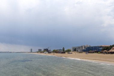 Sunny Beach, Bulgaristan - 2 Mayıs 2008: Panoramik ünlü yaz resort Sunny Beach, Burgaz bölge, Bulgaristan