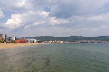 Sunny Beach, Bulgaristan - 2 Mayıs 2008: Panoramik ünlü yaz resort Sunny Beach, Burgaz bölge, Bulgaristan