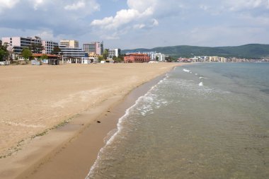 Sunny Beach, Bulgaristan - 2 Mayıs 2008: Panoramik ünlü yaz resort Sunny Beach, Burgaz bölge, Bulgaristan
