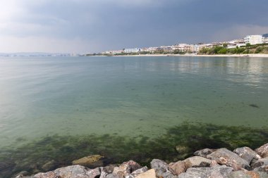 Sveti Vlas, Bulgaristan - 2 Mayıs 2008: Panoramik ünlü yaz çare Sveti Vlas (Saint Vlas), Burgaz bölge, Bulgaristan