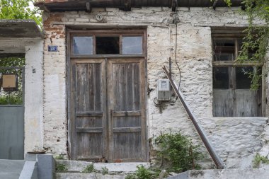 Steets ve Kavala şehir, eski şehirde bina Doğu Makedonya ve Trakya, Yunanistan