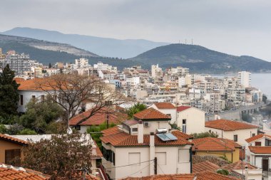 Kavala şehir, Doğu Makedonya ve Trakya, Yunanistan eski town Panorama