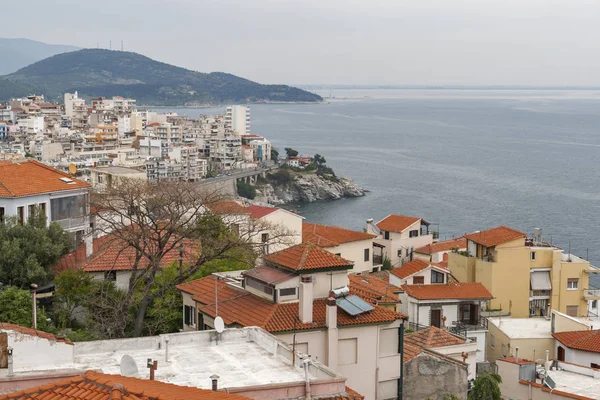 Panorama Della Città Vecchia Kavala Macedonia Orientale Tracia Grecia — Foto Stock