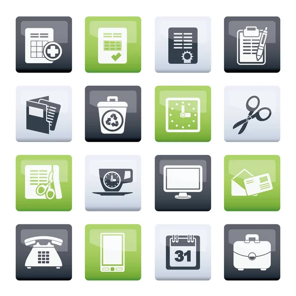 Business Office Tools Icons Color Background Vector Icon Set — Stock Vector