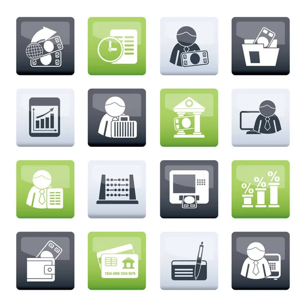 Bank Financiën Pictogrammen Kleur Achtergrond Vector Icon Set — Stockvector