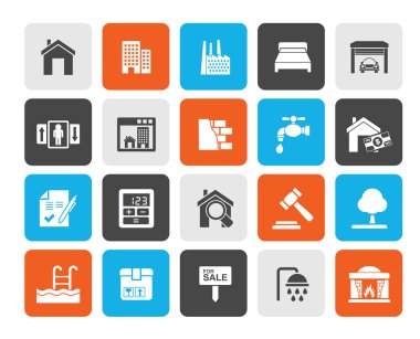 Emlak Hizmetleri simgeler - vektör Icon Set