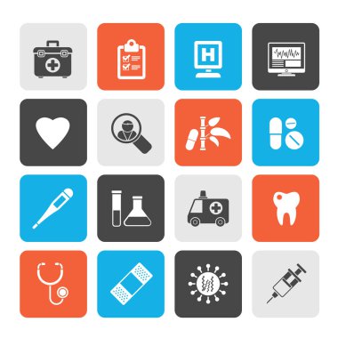 Hastane, tıp ve sağlık simgeler - vektör Icon set