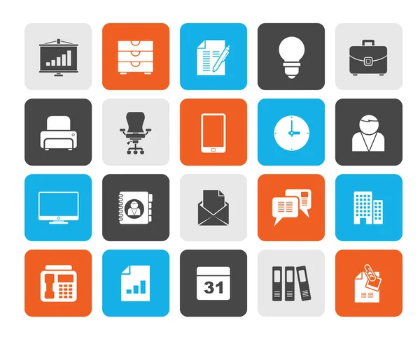 Ícones Negócios Escritório Conjunto Ícones Vetoriais —  Vetores de Stock
