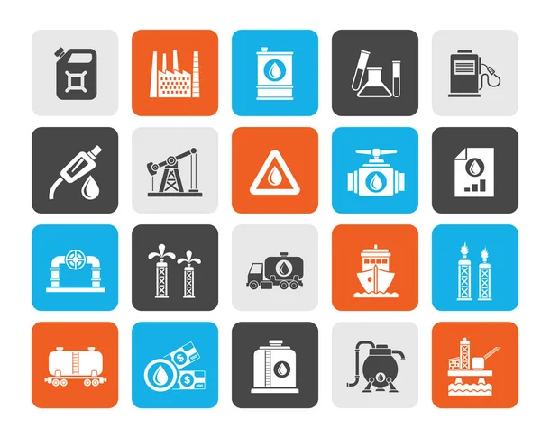 Oil Petrol Industry Icons Vector Icon Set — Stock Vector