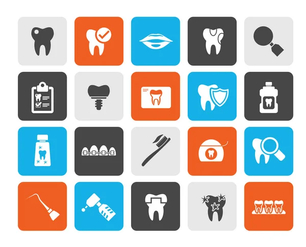 Iconos Herramientas Medicina Dental Odontología Conjunto Iconos Vectoriales — Vector de stock