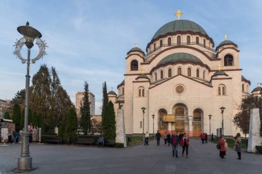 Belgrade, Sırbistan - 10 Kasım 2018: Aziz Sava, Katedral Kilise Belgrad, sırbistan şehir merkezinde