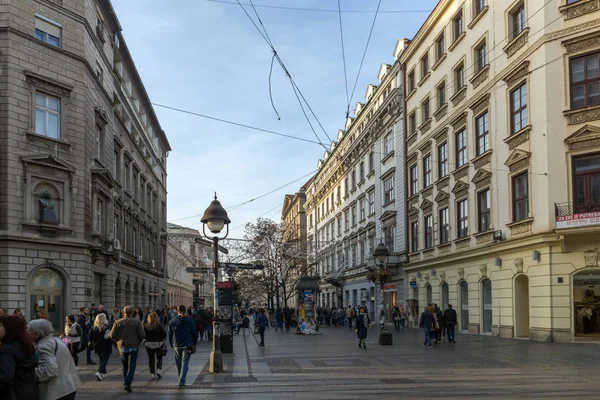 Belgrade Servië November 2018 Knez Mihailova Street Prins Michael Street — Stockfoto