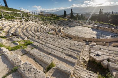 Attica, Yunanistan Atina Akropol'Dionysos tiyatrosu Kalıntıları panoraması