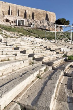 Attica, Yunanistan Atina Akropol'Dionysos tiyatrosu Kalıntıları panoraması
