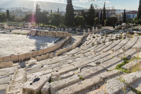 Panorama Ruins Theatre Dionysus Acropolis Athens Attica Greece — Stockfoto