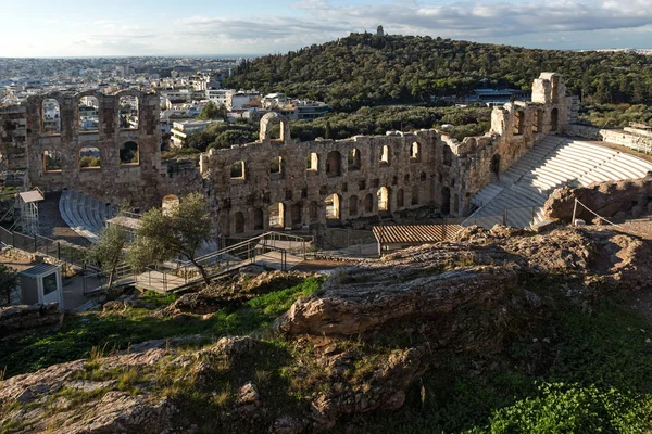 Руины Одеона Геродова Аттика Акрополе Афин Аттика Греция — стоковое фото