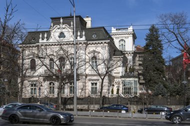 Sofya, Bulgaristan - 7 Mart 2019: Sofya şehir merkezinde tipik bina, Bulgaristan