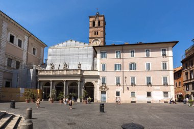 Roma, İtalya - 23 Haziran 2017: Görünüm Basilica of Our Lady Trastevere Roma, İtalya, Amazing