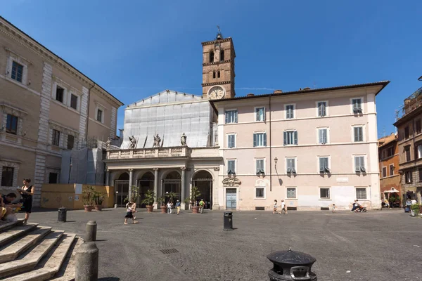 Roma Itália Junho 2017 Fantástica Vista Basílica Nossa Senhora Trastevere — Fotografia de Stock