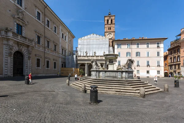 Roma Itália Junho 2017 Fantástica Vista Basílica Nossa Senhora Trastevere — Fotografia de Stock