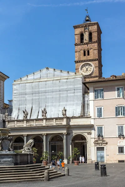 Roma Italia Junio 2017 Increíble Vista Basílica Nuestra Señora Trastevere —  Fotos de Stock