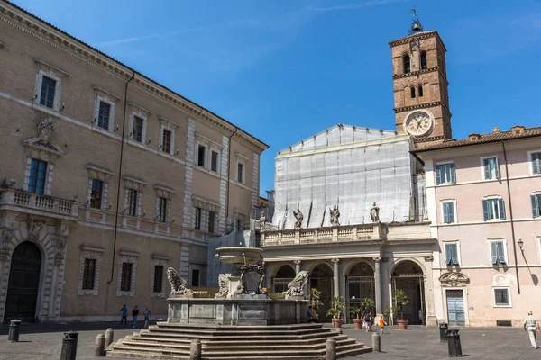 Roma Itália Junho 2017 Fantástica Vista Basílica Nossa Senhora Trastevere — Fotografia de Stock