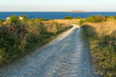 Chernomorets kıyı şeridi Amazing Sunset Manzara, Burgaz bölgesi, Bulgaristan