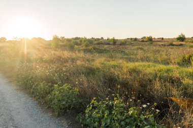 Chernomorets kıyı şeridi Amazing Sunset Manzara, Burgaz bölgesi, Bulgaristan