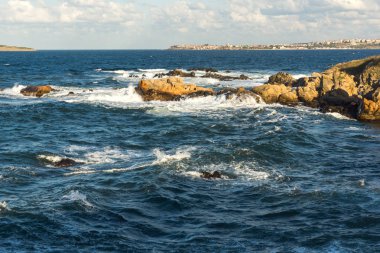 Chernomorets kıyı şeridi Amazing Sunset Manzara, Burgaz bölgesi, Bulgaristan